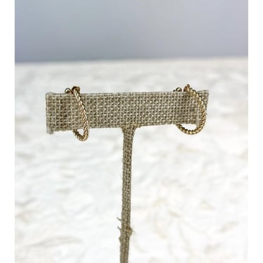 Vintage 14k Yellow Gold Rope Motif Hoop Earrings or Ear Cuffs 