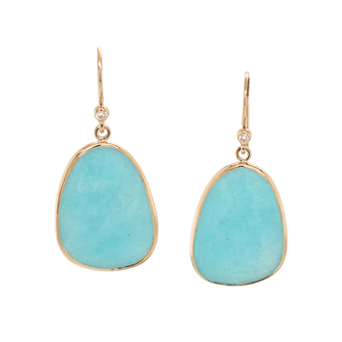 Amazonite & Diamond Dangle Earrings