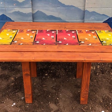 40”x60” outdoor Dining Table w/ Snowboard runner, dining room table, hand painted, indoor/ outdoor, patio dining table 