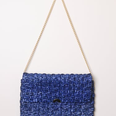 Vintage Navy Straw Bag 