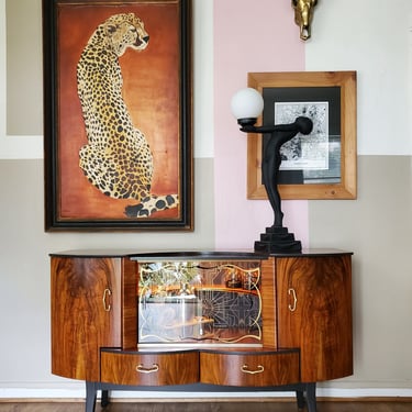 Shipping not free* Vintage English Art Deco Bar Cabinet 