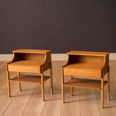 Pair of Vintage Teak Nightstands by AB Carlstrom & Co. Mobelfabrik, Sweden 