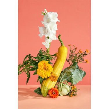 Squash With Vegetables and Flowers: Still Life Fine Art Photography Archival Giclée Print 