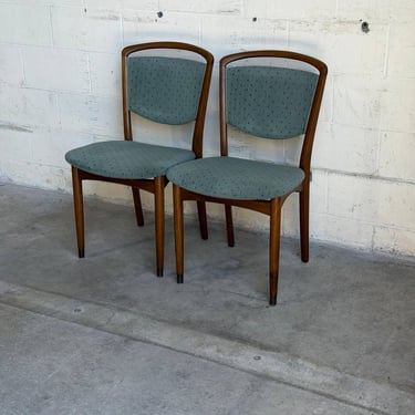 Vintage Danish Teak Dining Chairs Set of 2 Mid Century Modern Upholstered Chairs 
