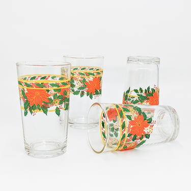 Vintage Christmas Glasses, Set of 4 