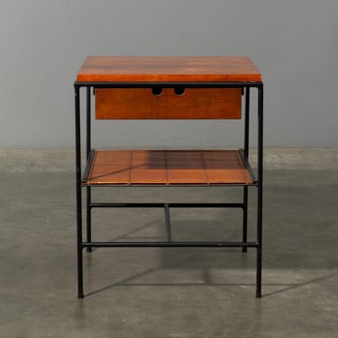 Paul McCobb Planner Group Side Table or Nightstand Tobacco Birch and Iron - Mid Century Modern 