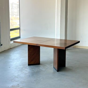 1970’s Vintage Brutalist Walnut Dining Table from the Lane Staccato Line With 2 Original Leaves. 