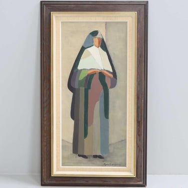 1960s Scandinavian oil Painting figurative abstract Modernist painting original cubist art abstract portrait 