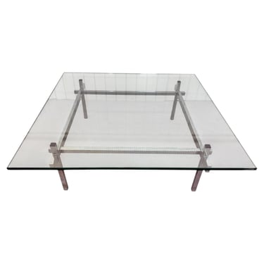 Mid-Century Modern Glass Top Chrome Coffee Table 