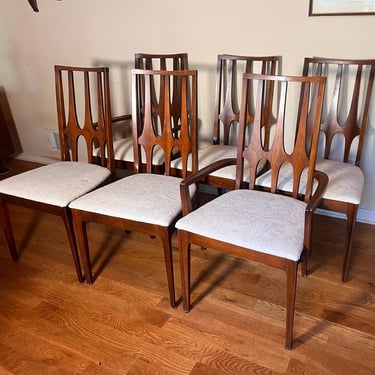 Set Of 6 Broyhill Brasilia Walnut Mid Century Modern Dining Chairs 