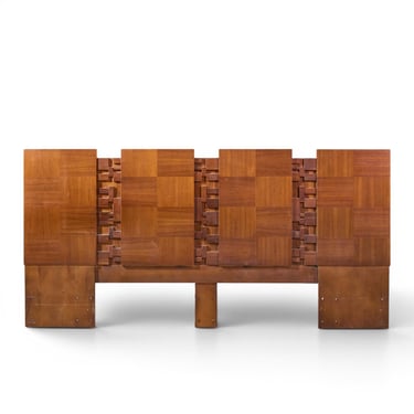 Lane Brutalist Mid Century Walnut King Headboard - mcm 