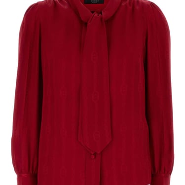 Gucci Women Red Silk Shirt