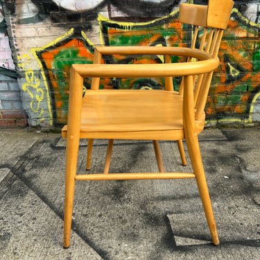 Paul Mccobb blonde maple captains chair mid century modern 