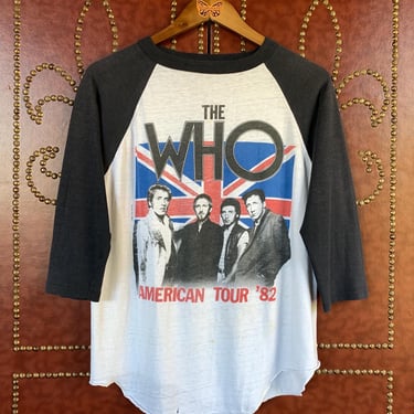 THE WHO 82 American Tour Vintage Tee / 80s Band Shirt / British Rock / Raglan / Baseball T / Men's Medium / Women's Large 
