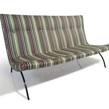 1950's Milo Baughman Mid-century Scoop Settee on Iron Legs