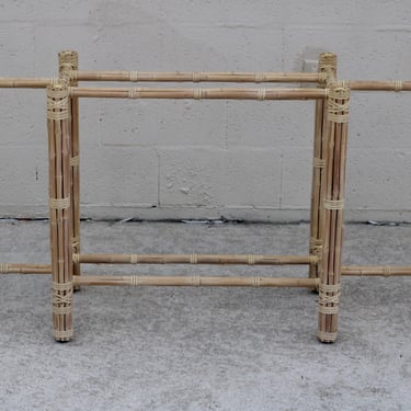 Authentic McGuire Table Base For Marble Or Glass Top Bamboo Rattan Organic Modern 