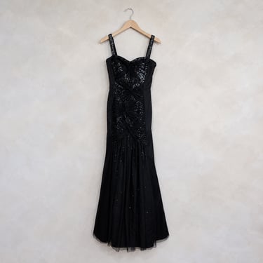 ML MONIQUE LHUILLIER, Sequin and Tulle Formal Gown, 6