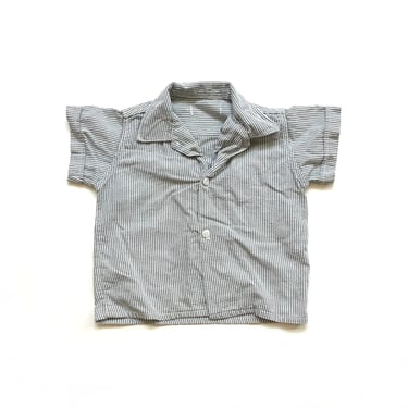 Vintage 60&rsquo;s KIDS Gingham Button Down Dress Shirt Sz S 