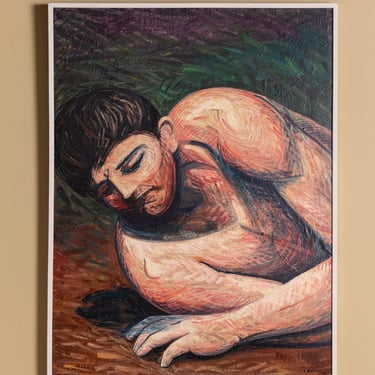 Philip Stein Large-Scale Expressionist Male Figure Oil Painting, United States, 1938