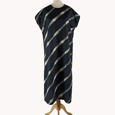 Cotton Club by Finn Karelia 1980s Black & White Cotton Midi Dress Size S/M 