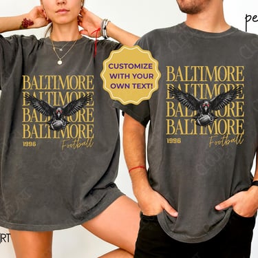 Custom Baltimore Football T Shirt, Ravens Gameday Tee, Comfort Colors 1717, Retro Style Baltimore Shirt, Football Fan Gift, Ravens Apparel by CloudArt