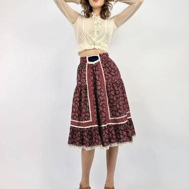 Gunne Sax Orchard Calls Floral Skirt
