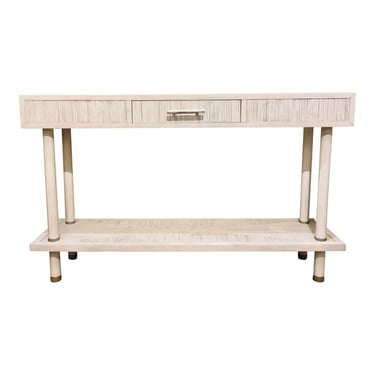 Century Furniture Organic Modern White Beech Wood and Bamboo Console Table
