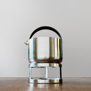 Vintage Stelton Stainless Steel / Plastic Teapot with Strainer Erik Magnussen Design Cylinda Warmer 