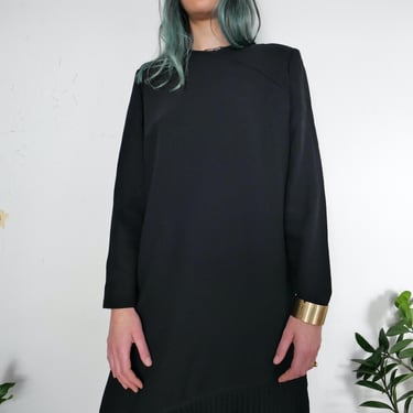 Vintage Wool Blend Dress: 1920s Style Pleated Skirt, Size M/L 