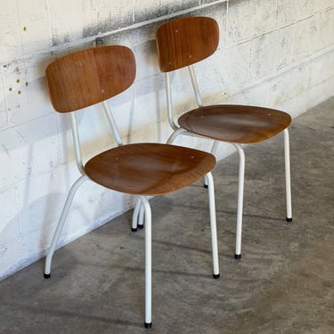 Plywood Stacking Chairs Set of 2 Mid-Century Modern 1970s 