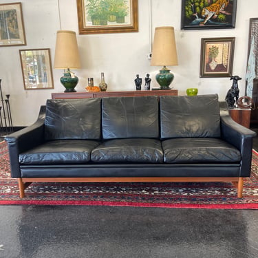 Swedish Three Seater Leather Sofa by Scapa
