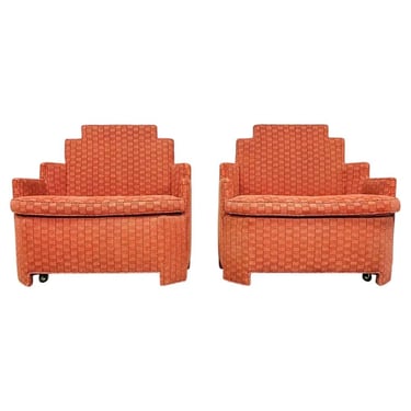 Art-Deco Style Double Wide Skyscraper End Or Easy Chairs After Paul T. Frankl 