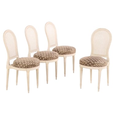 A Set of Four French Directoire Style Painted Side Chairs, C. 1945.