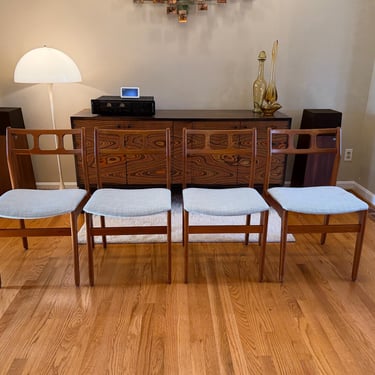 Set of 4 D-Scan Teak Dining Chairs - 1970s Mid Century Modern 