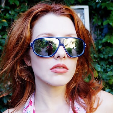 1970s Japanese Mirrored Red White and Blue Sunglasses / 1970s Ski Sunglasses / 1970s Aviators 