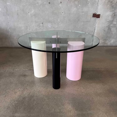 Post Modern Column Glass Top Round Dining Table
