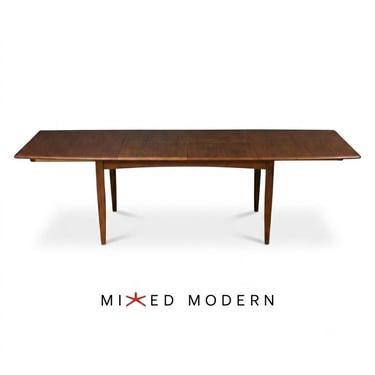 109” Danish Modern Teak Butterfly Leaf Dining Table 