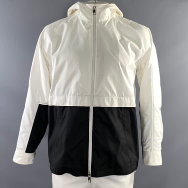 NEIL BARRETT SS2021 Size XL White Black Two Toned Polyester Windbreaker Jacket