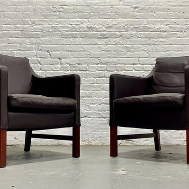 PAIR - Mid Century Modern Danish Leather LOUNGE CHAIRS by Skipper Mobler, c. 1970’s 