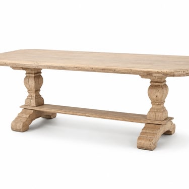Belgian Bleached Oak Trestle Dining Table, circa 1900