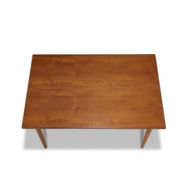 Restored Midcentury Danish Teak Draw-Leaf Extension Dining Table, 55