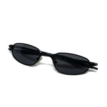 True Vintage 90s Wraparound Wire Oval Grey/Black Deadstock Sunglasses 