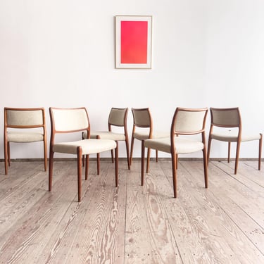 Set of 6, Dining Chairs by Niels O. M&oslash;ller, Modell 80, JL Moller 