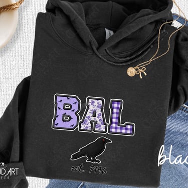Baltimore FootballlHoodie, Faux Embroidered Ravens Sweatshirt, Coquette Football Shirt, Gift for Girlfriend, Gameday Shirt, Tailgate Shirt by CloudArt