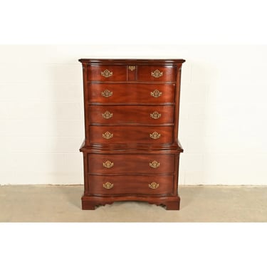 Chippendale Carved Mahogany Serpentine Front Six-Drawer Highboy Dresser