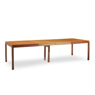 Edward Wormley for Dunbar Mid Century Bleached Mahogany Expanding Dining Table with 2 Leaves 