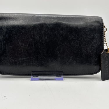 Vintage Coach Leather Clutch or Continental Wallet in Black, Hobo Around Zipper Coach by LeChalet