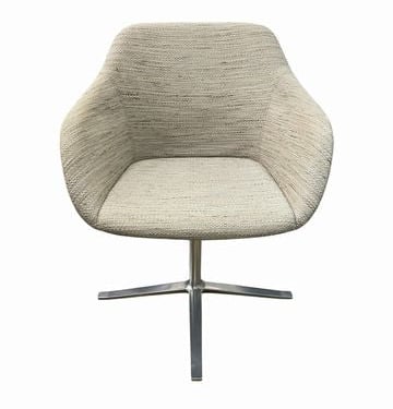 SET of 5 Walter Knoll Swivel chairs, lt grey/beige upholstery, 32H. 24.5W. 23D.