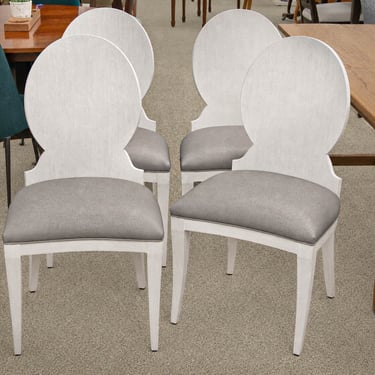 Set Of 4 Woodbridge  'La Beau' Dining Chairs In Distressed White Finish