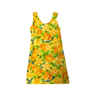 1990s Jams World Floral Print Tank Dress / Watercolor / Bright / 1980s / Large / Rover / Hawaii / Beach / Tropical / Skater / Grunge / Flowy 